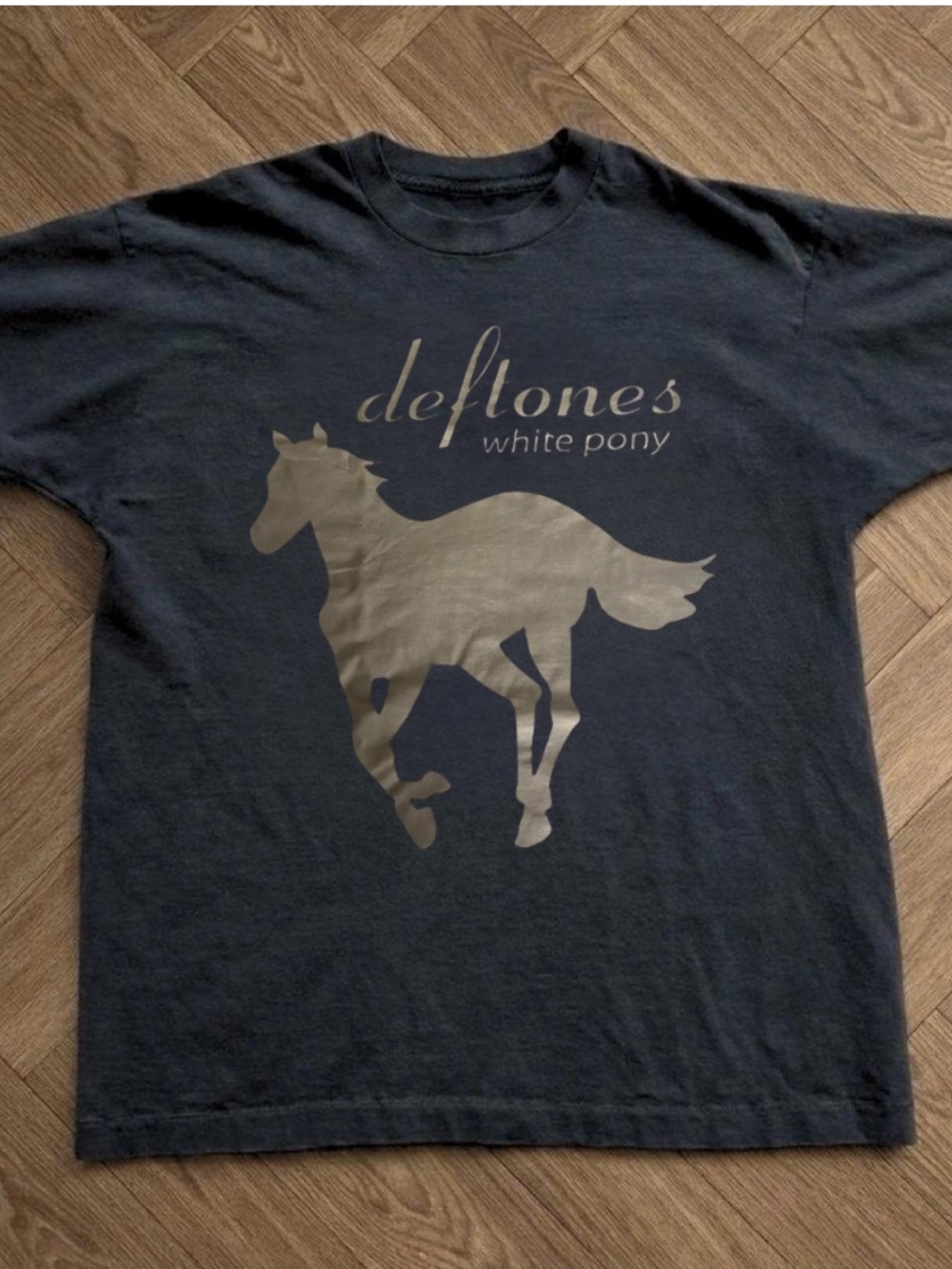 Gildan Black Tee with Beige Pony Graphic